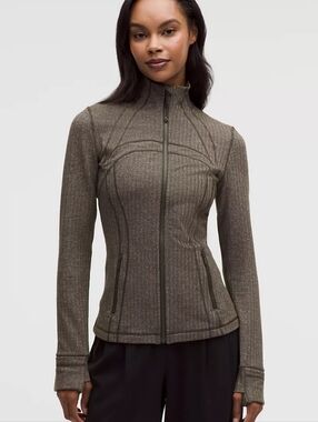 lululemon athletica Olive Ribbed Full-Zip Jacket